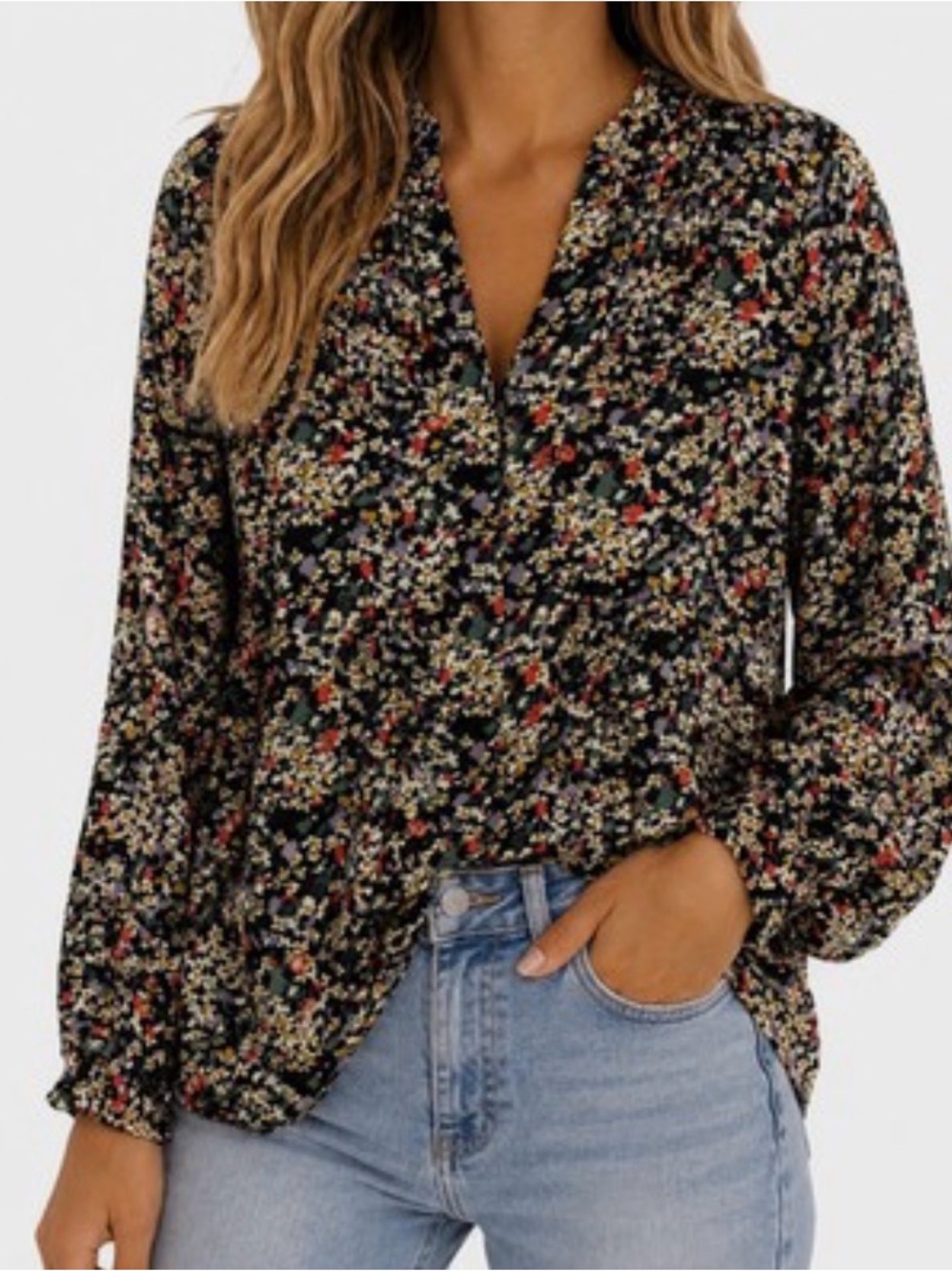 MAEVE Matilda Floral Print Button Down Womens Tops Large